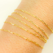 14K Solid Yellow Gold Flat Paperclip Chain by Foot